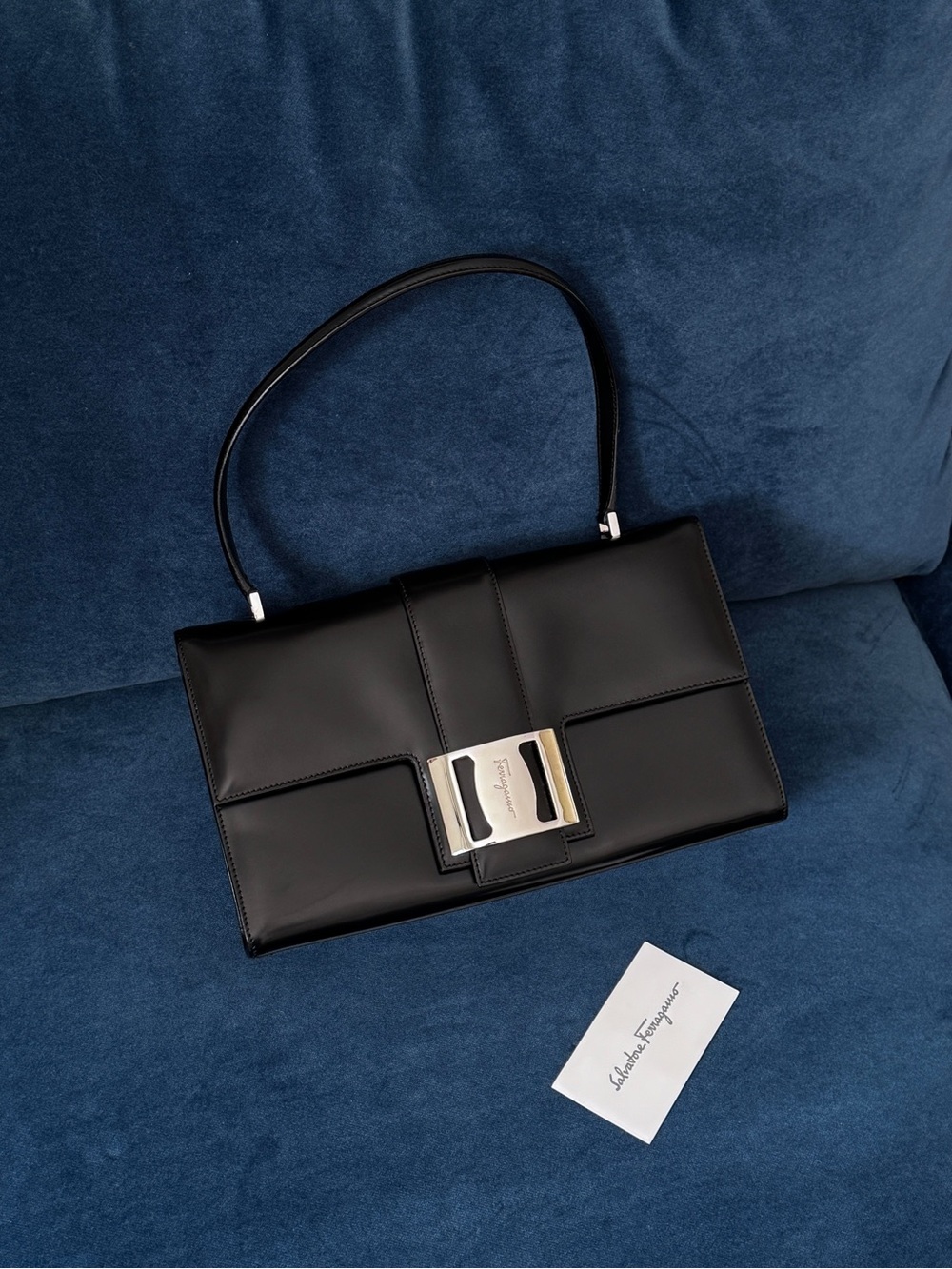 Salvatore Ferragamo black leather shoulder Bag